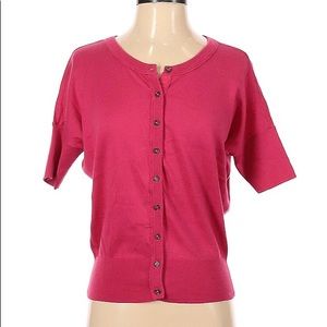 LOFT Pink Dolmen Short Sleeve Cardigan